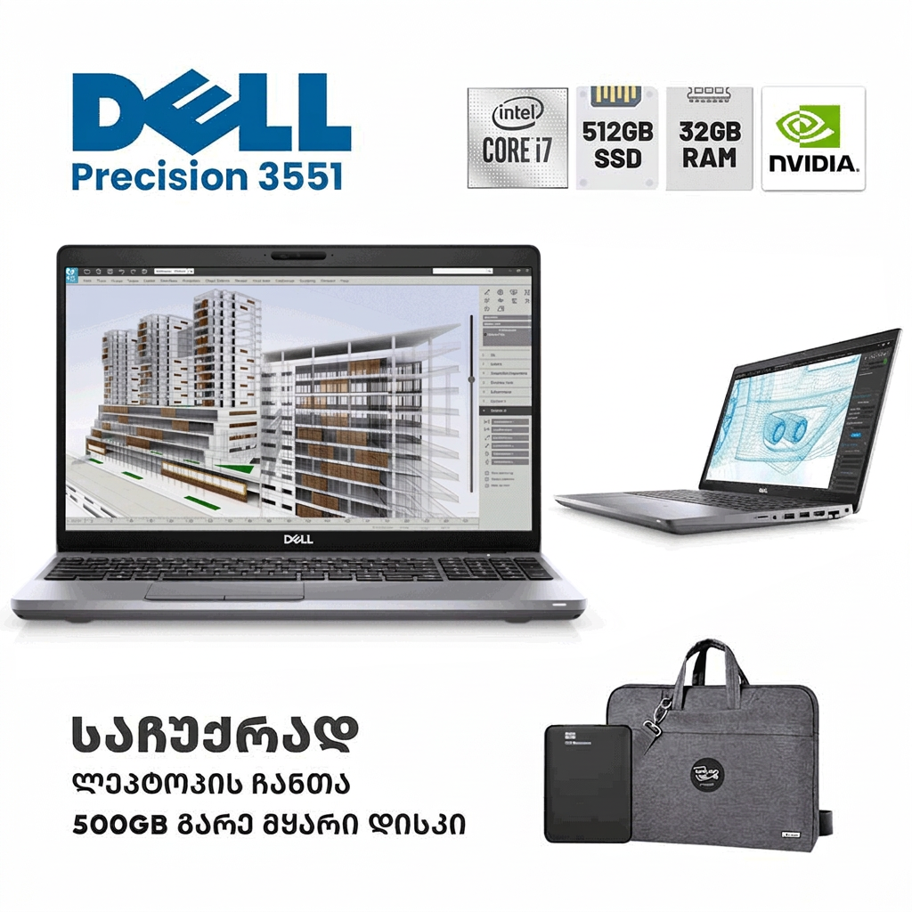 ლეპტოპი (Workstation) Dell Precision 3551 15.6" FHD (i7-10850H/32GB/512GB SSD/NVIDIA 620)