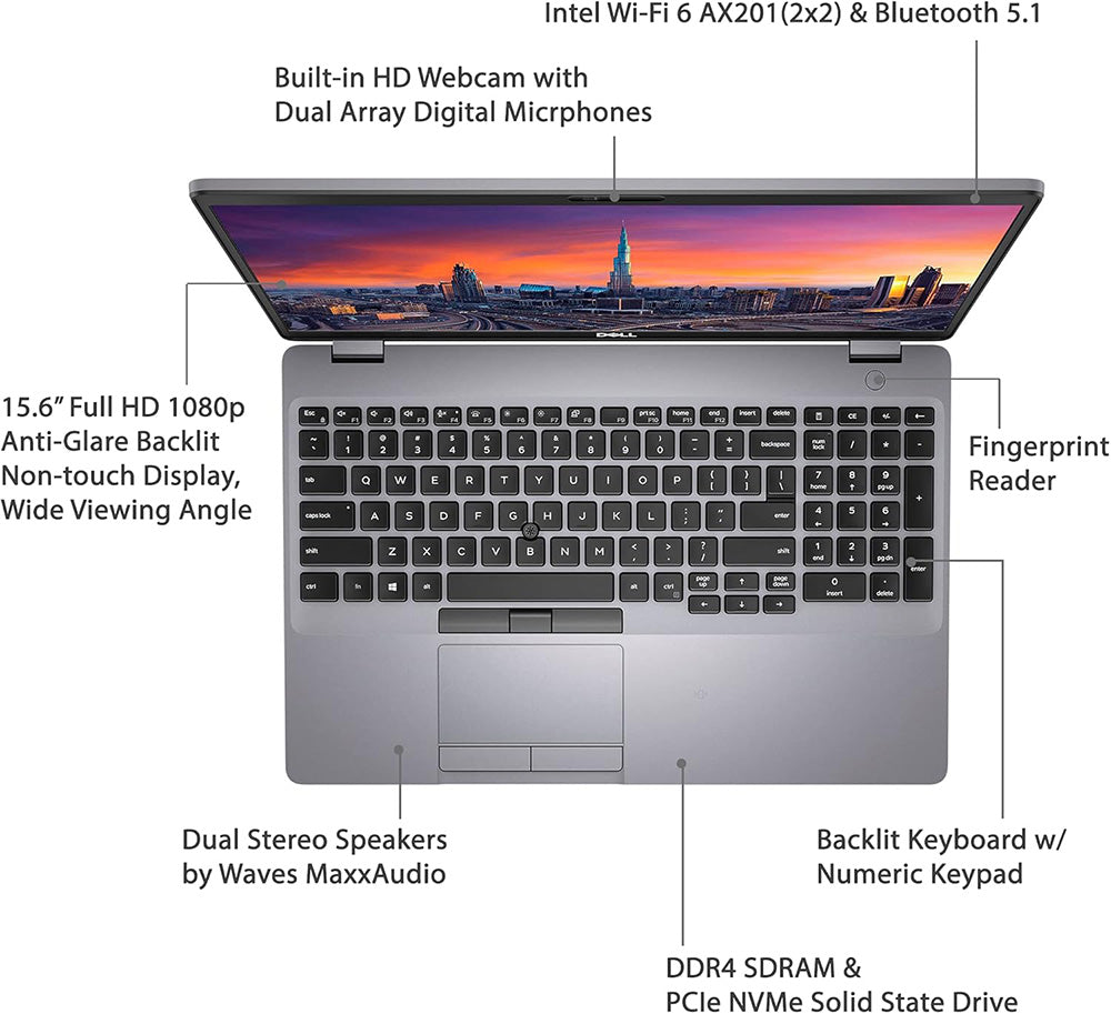 ლეპტოპი (Workstation) Dell Precision 3550 15.6" FHD (i7-10610U/32GB/1TB SSD/NVIDIA P520)