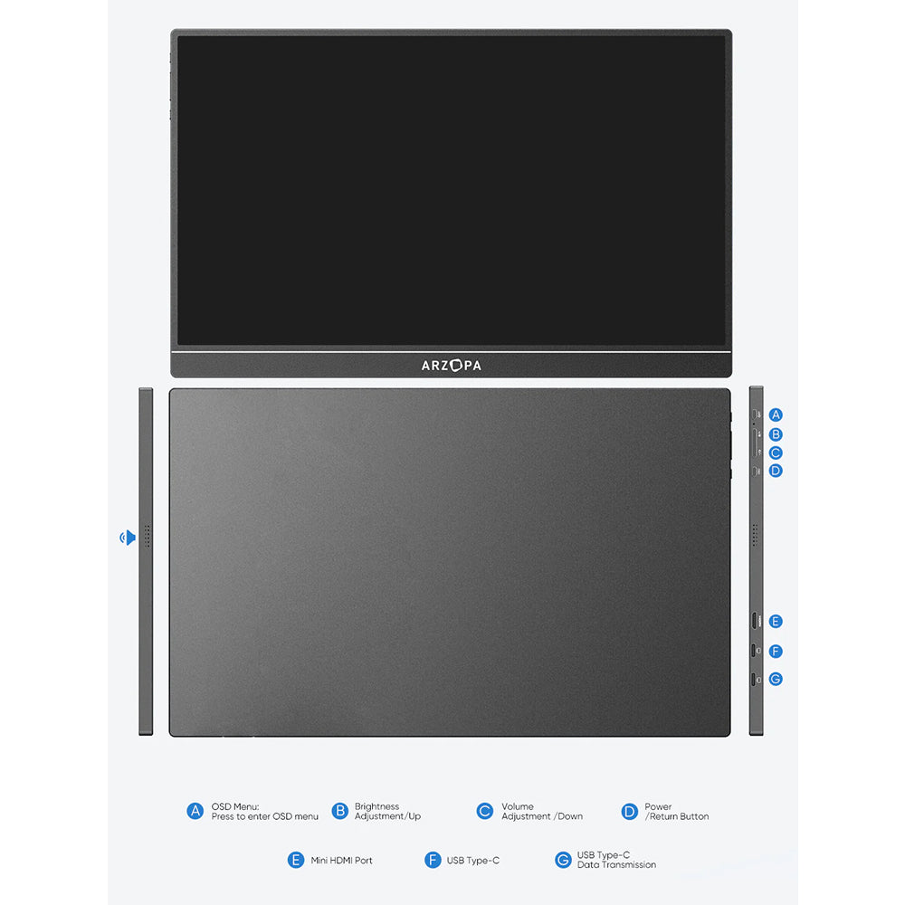 პორტატული მონიტორი ARZOPA S1 Table 15.6“ IPS FHD