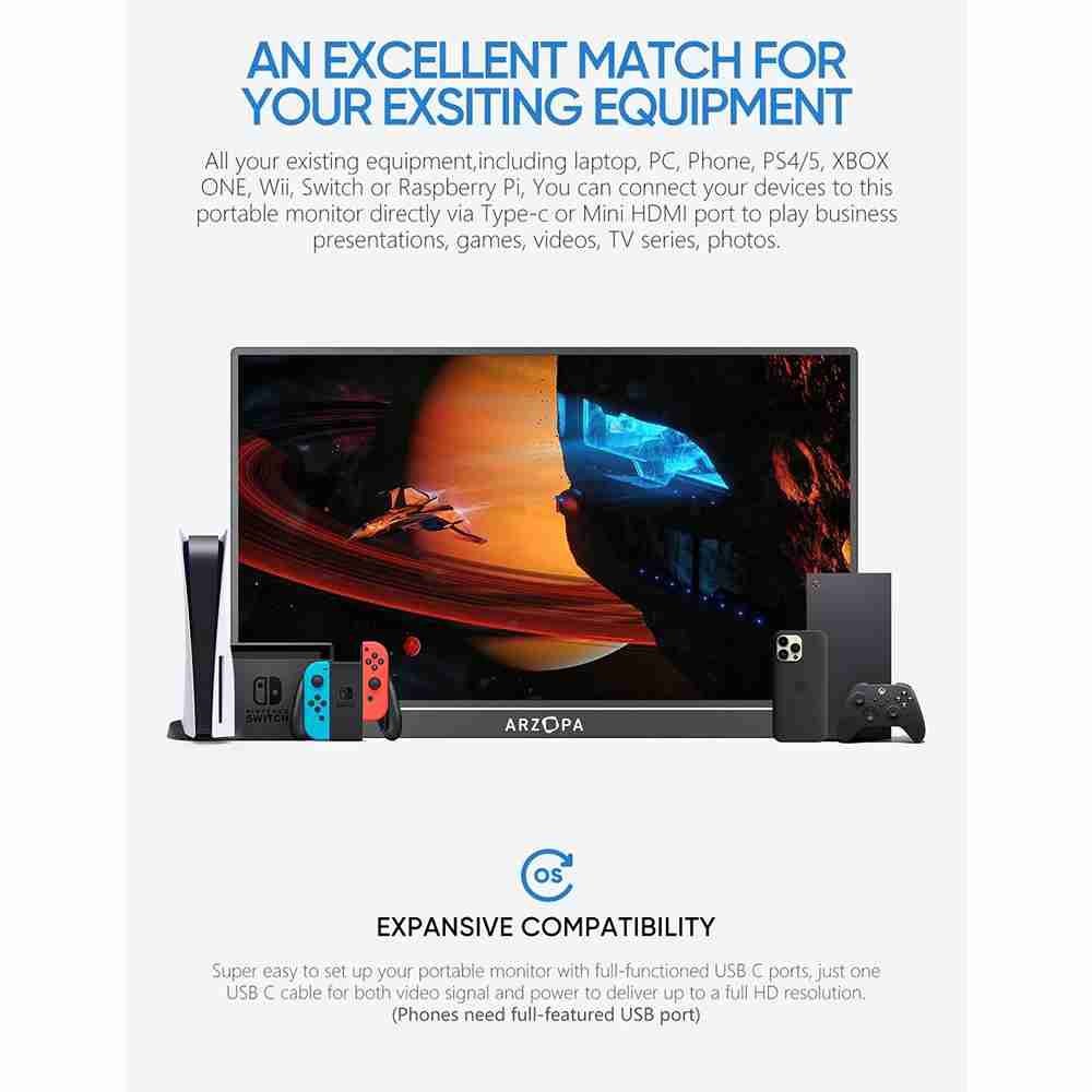პორტატული მონიტორი ARZOPA A1M 17.3“ IPS FHD