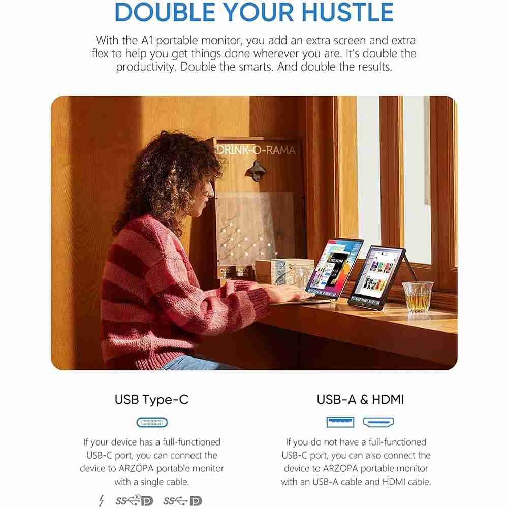 პორტატული მონიტორი ARZOPA A1T 15.6“ IPS FHD