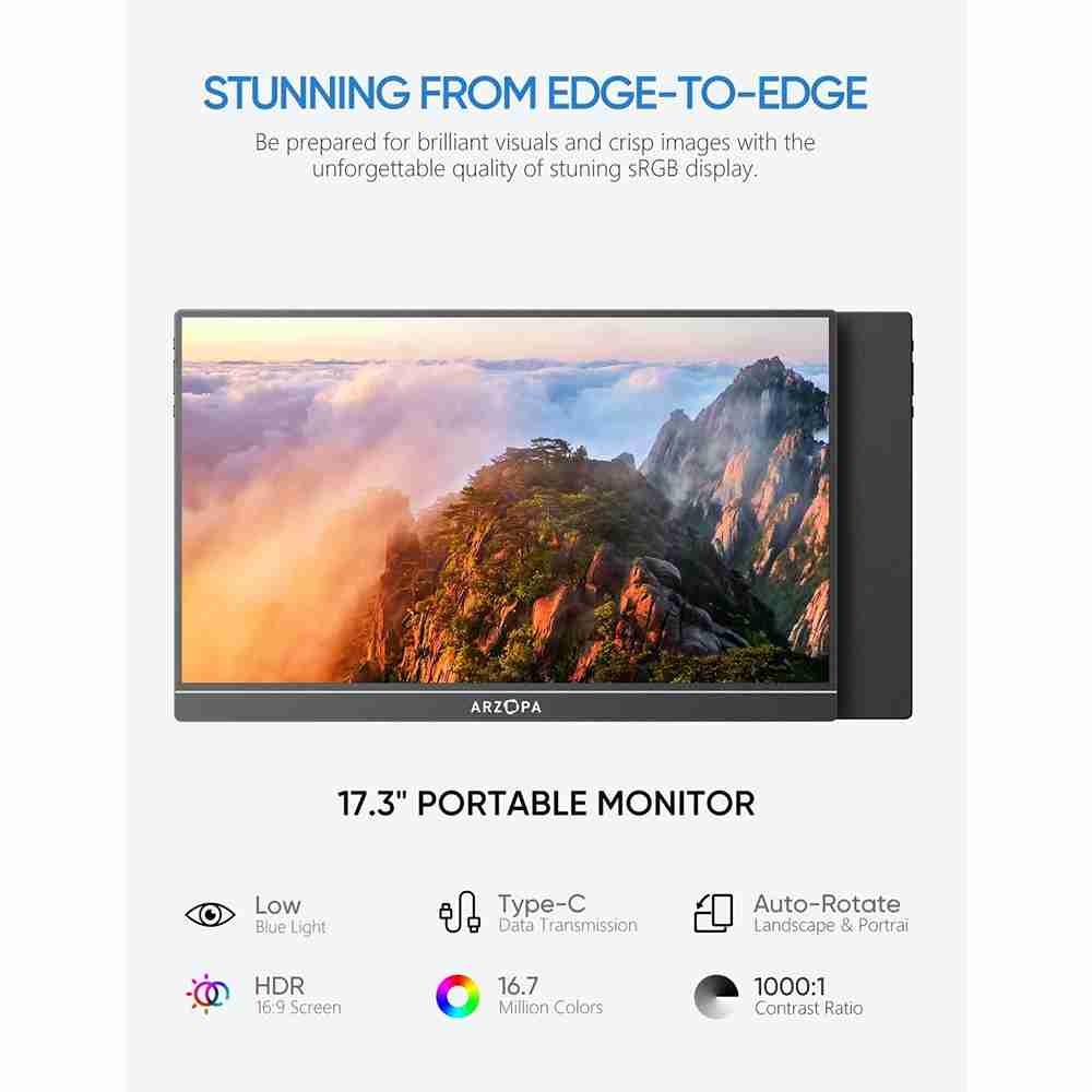 პორტატული მონიტორი ARZOPA A1M 17.3“ IPS FHD