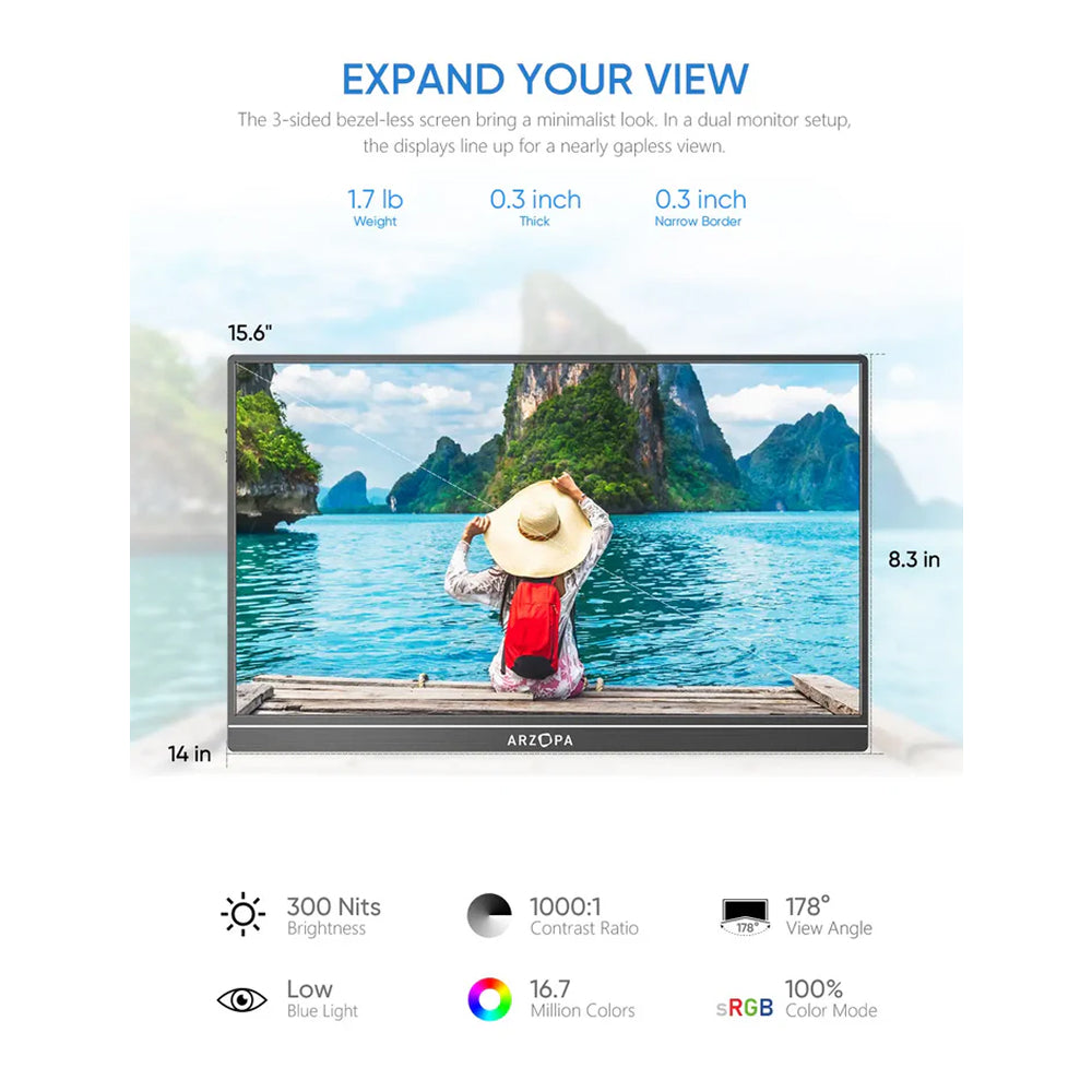 პორტატული მონიტორი ARZOPA S1 Table 15.6“ IPS FHD