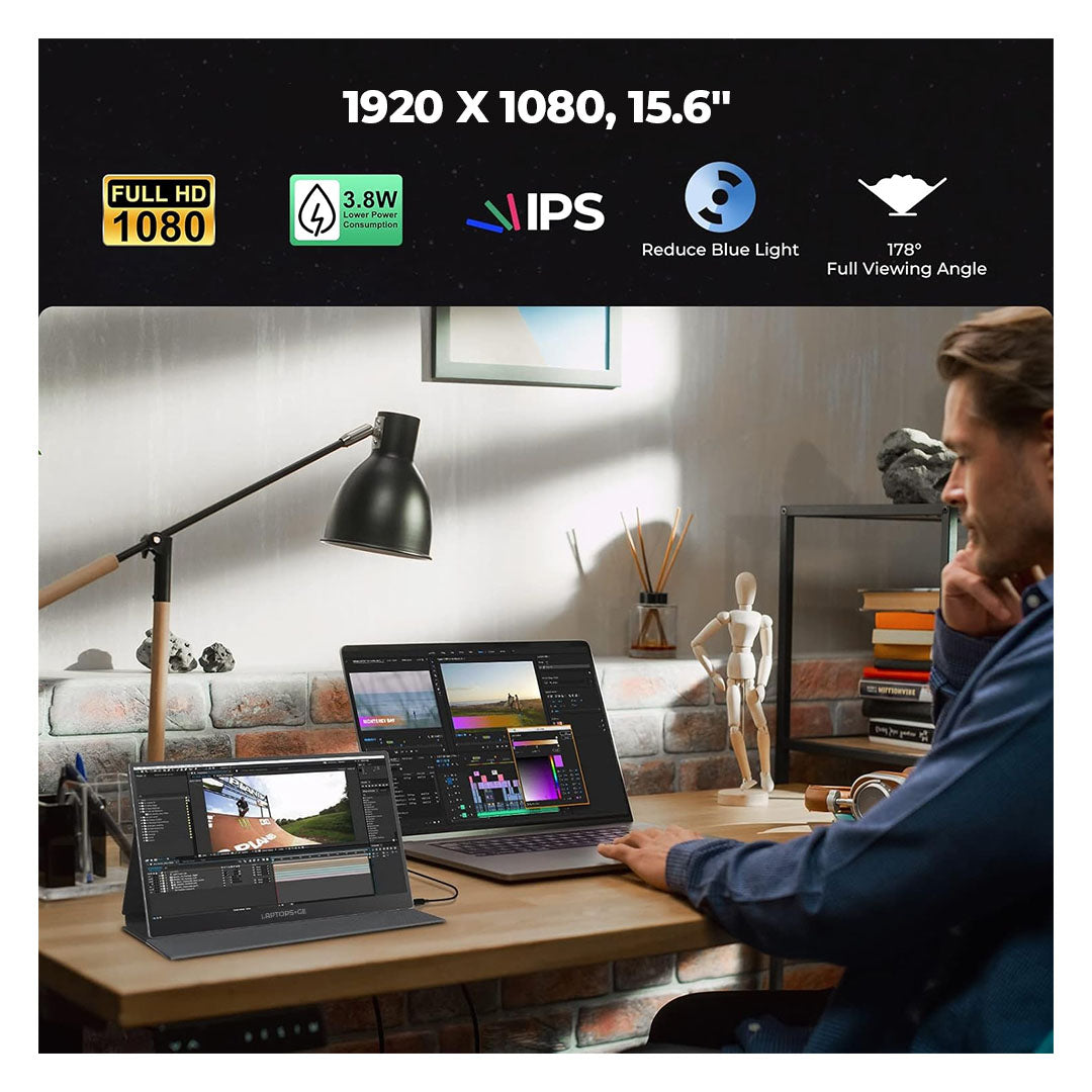 პორტატული მონიტორი 15.6“ IPS FHD TYPE-C და HDMI პორტებით