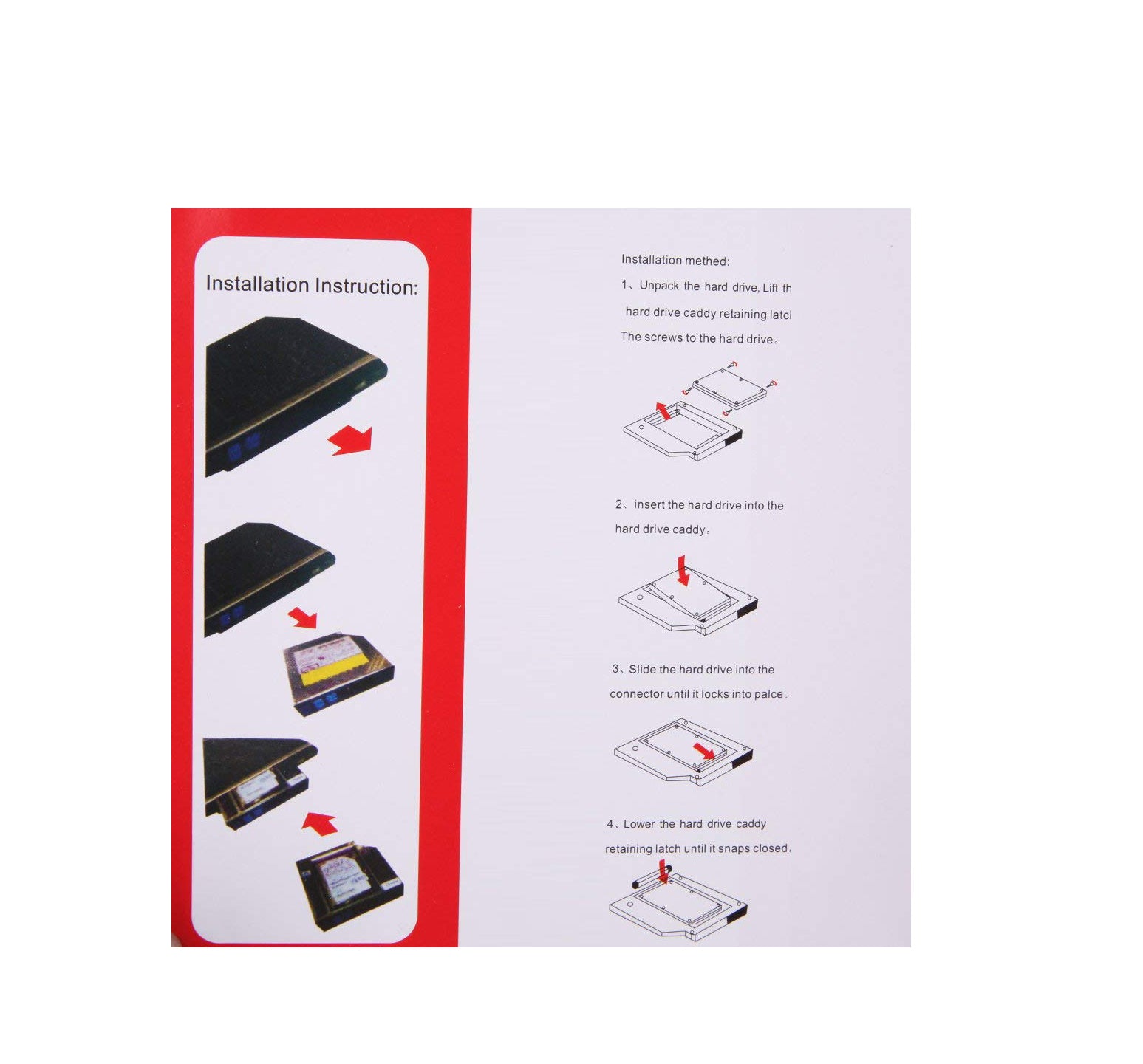 მეორე დისკის ჩასადები Second HDD Caddy (HDD/SSD) 12.7მმ / 9.5მმ