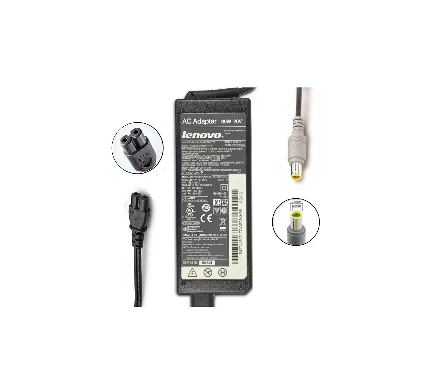 Lenovo ლეპტოპის ორიგინალი დამტენი 90W 20V 4.5A Round Tip